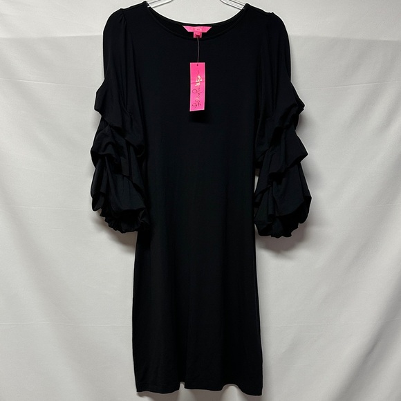 NWT Lilly Pulitzer Leonie Women’s Black Long Sleeve Dress M - Picture 2 of 7